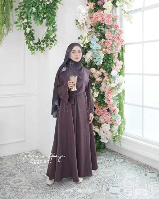 Image of [READY STOK] PADMA ABAYA FREE PASHMINA PRINTING - EGGPLANT -  by naqa.id