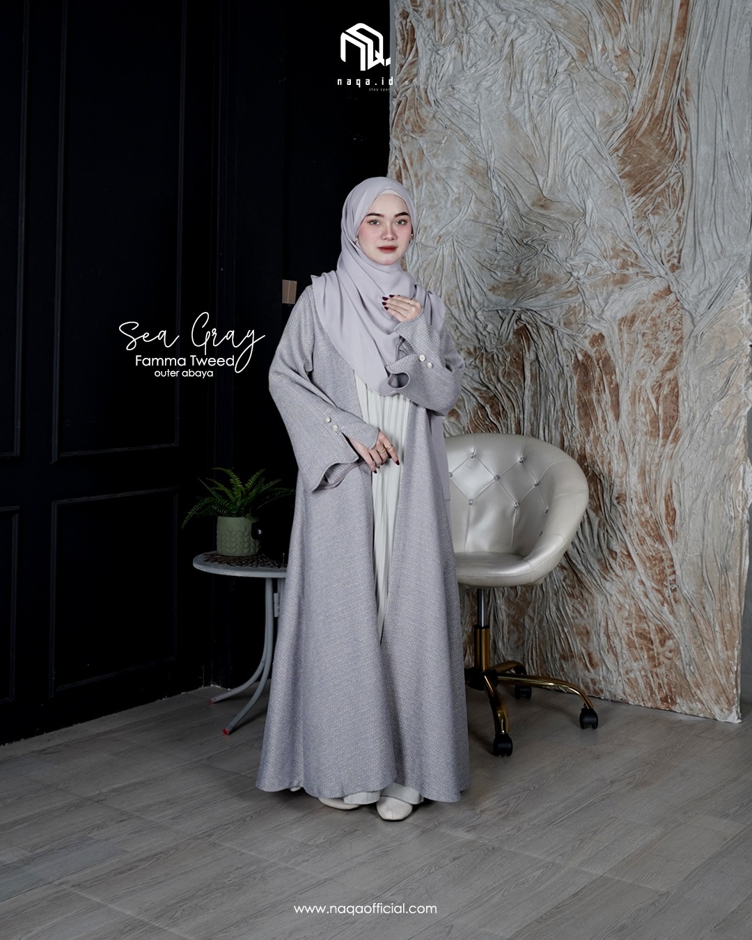 [READY STOK] FAMMA ABAYA - SEA GREY - NAQA.ID