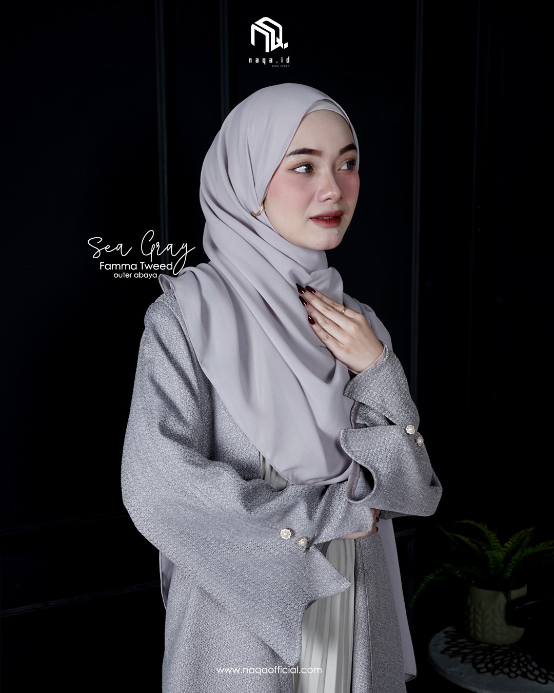 [READY STOK] FAMMA ABAYA - SEA GREY - NAQA.ID