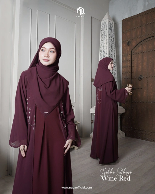 Image of [PRE ORDER] SABBA ABAYA - WINE RED by naqa.id
