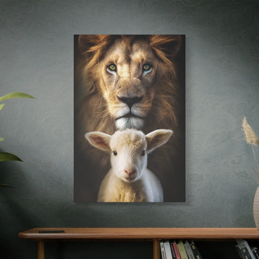 Image of CANVAS WALL ART - LION AND THE LAMB