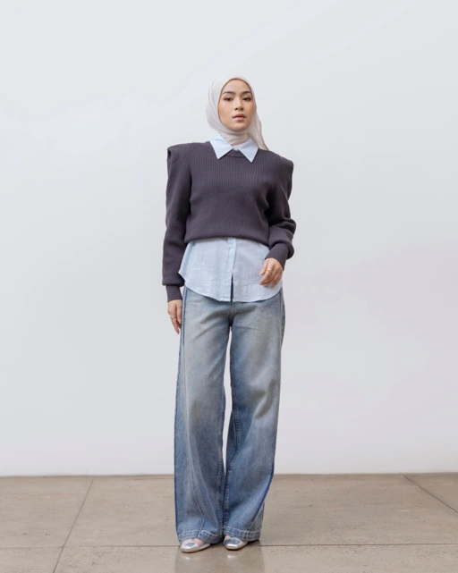 Image of PRE ORDER Monrow Wide Jeans Faded Blue