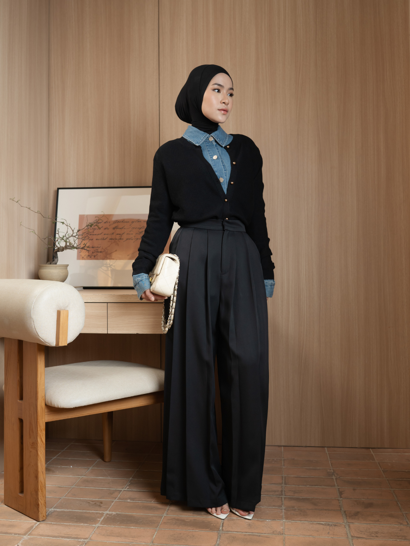 Moss Pleated Pants Black