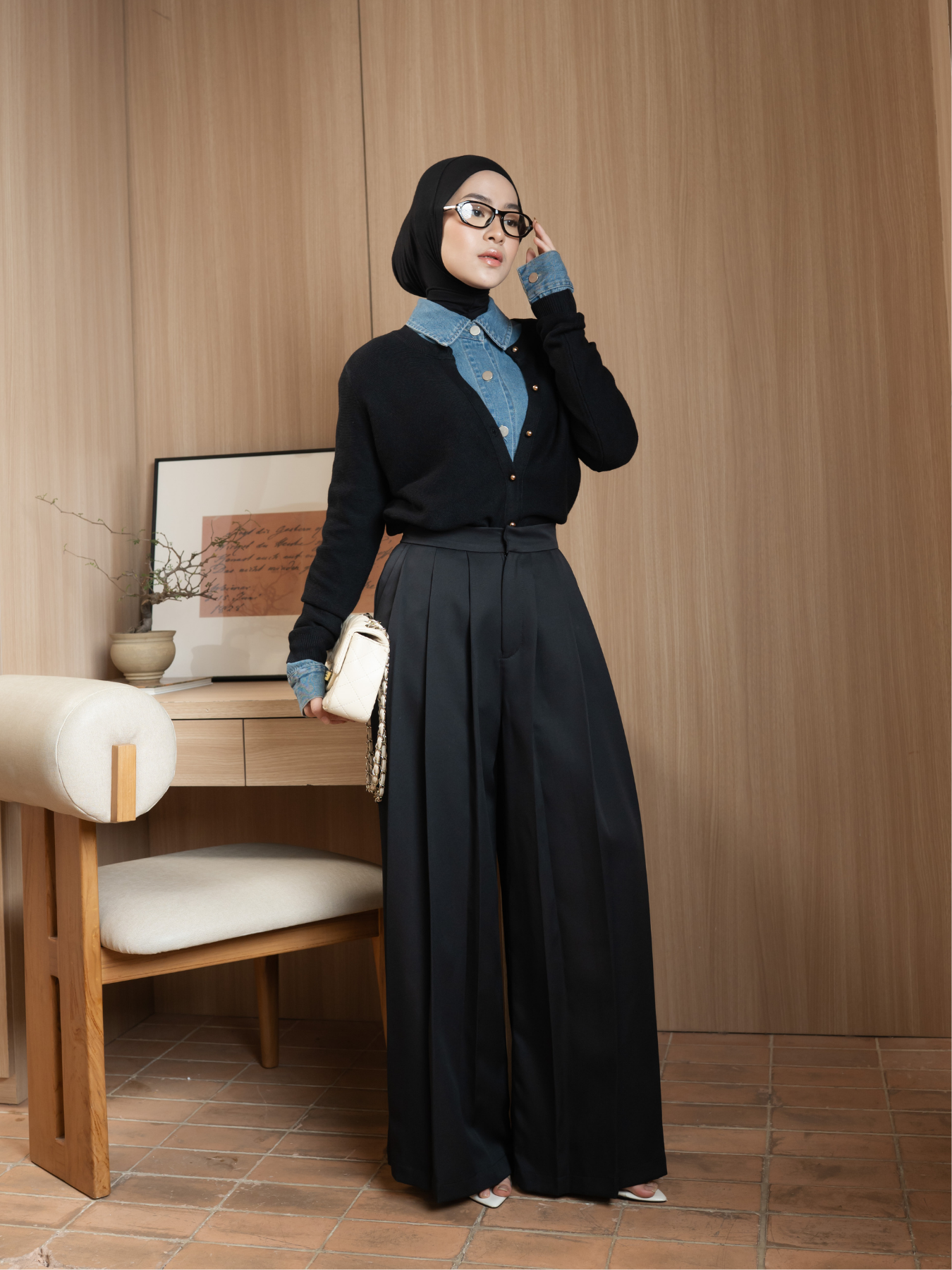 Moss Pleated Pants Black