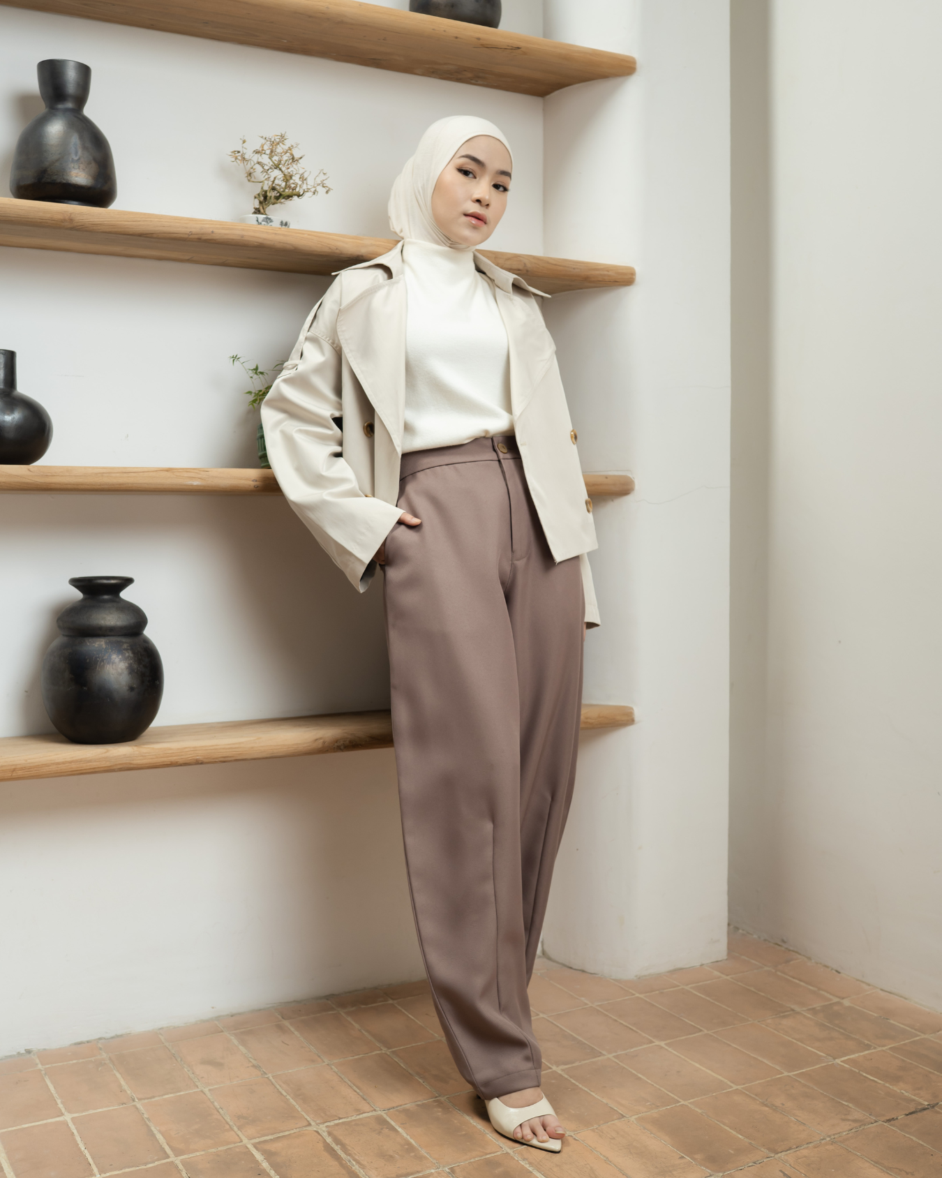 Chloe Barrel Pants Brownie