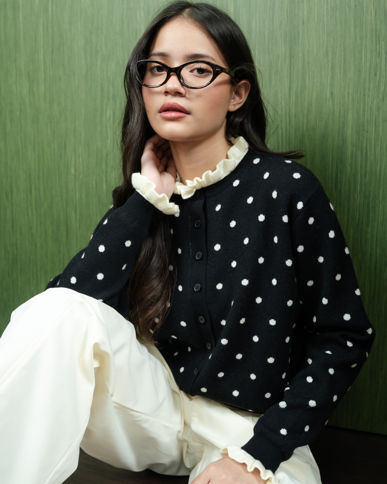 Lowie Ruffle Polka Black