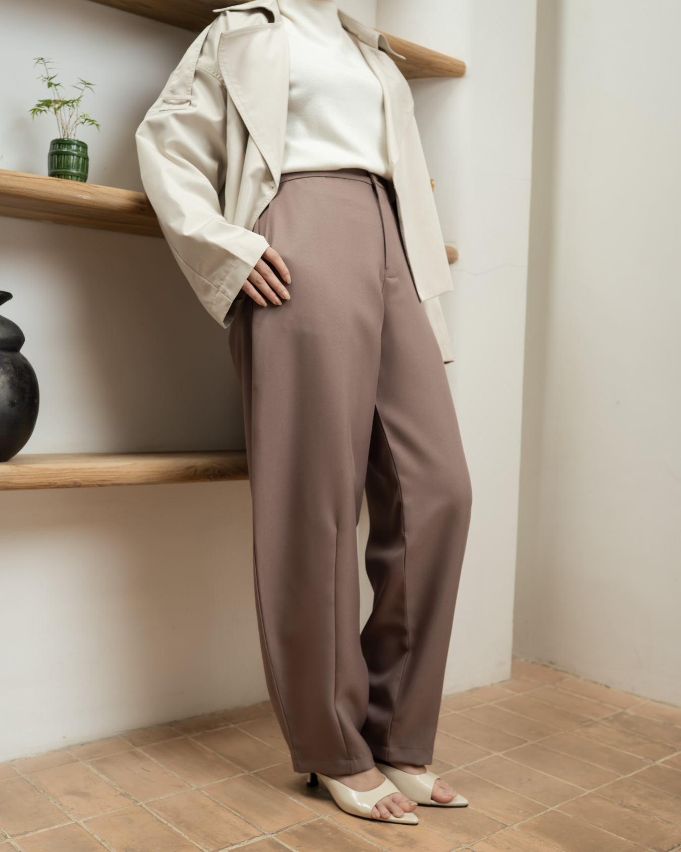 Chloe Barrel Pants Brownie