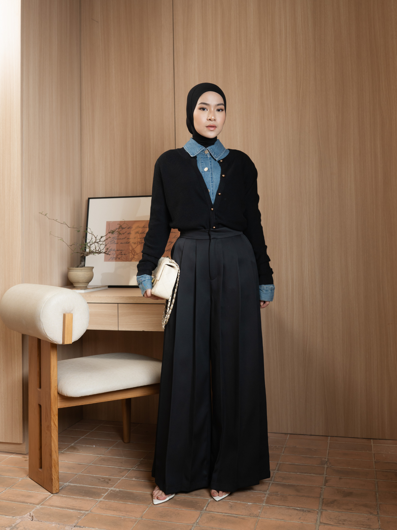 Moss Pleated Pants Black