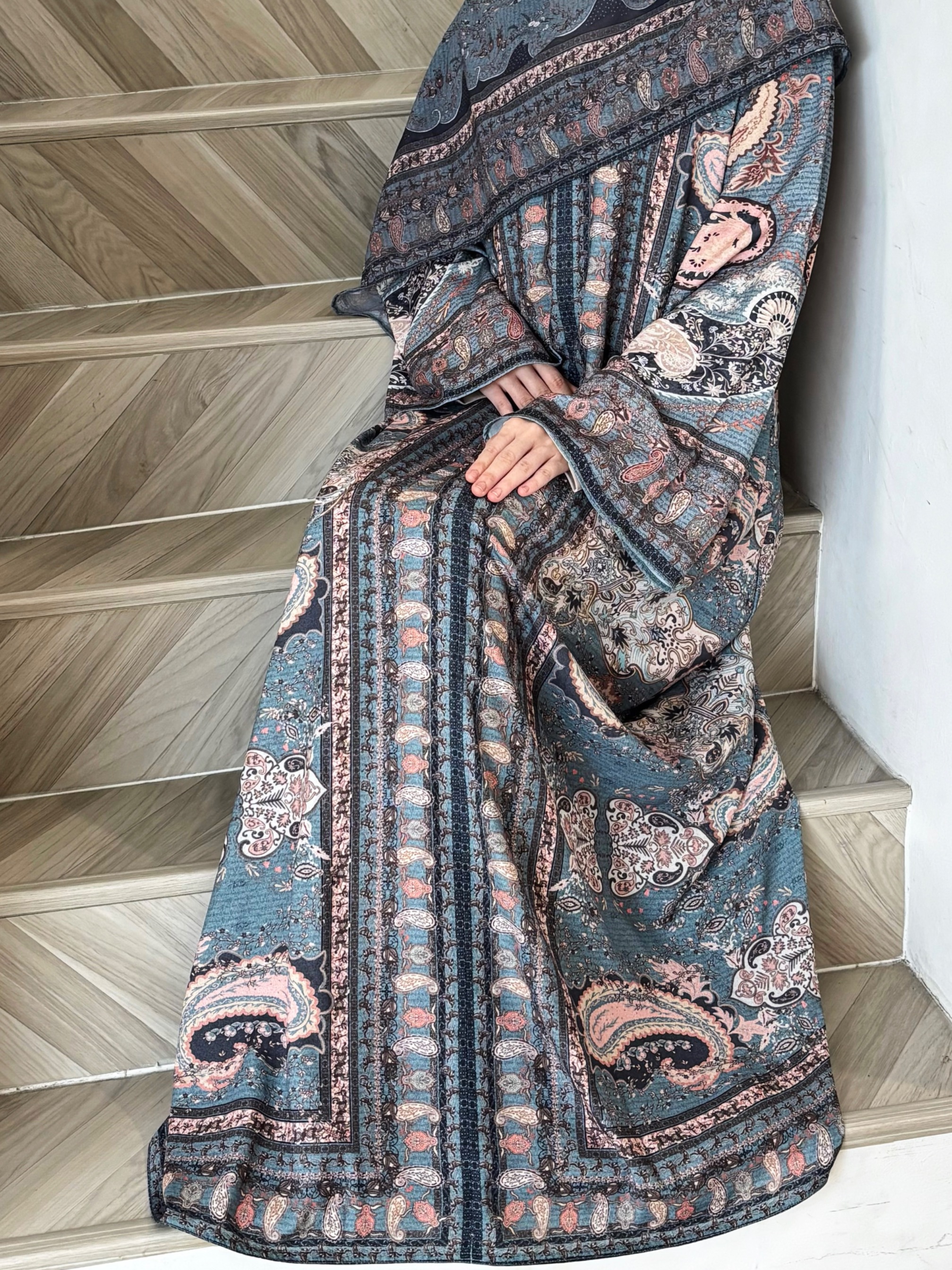 Ready Stock Zehra Abaya in Denim Teal