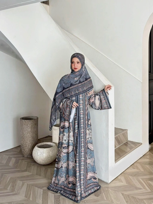 Ready Stock Zehra Abaya in Denim Teal