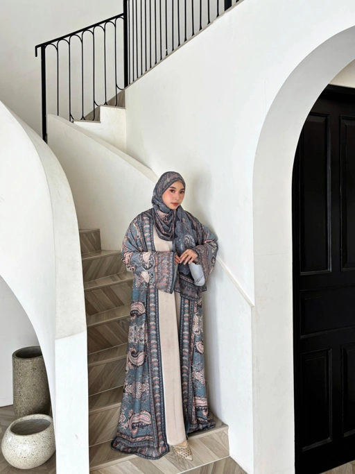 Ready Stock Zehra Outer in Denim Teal