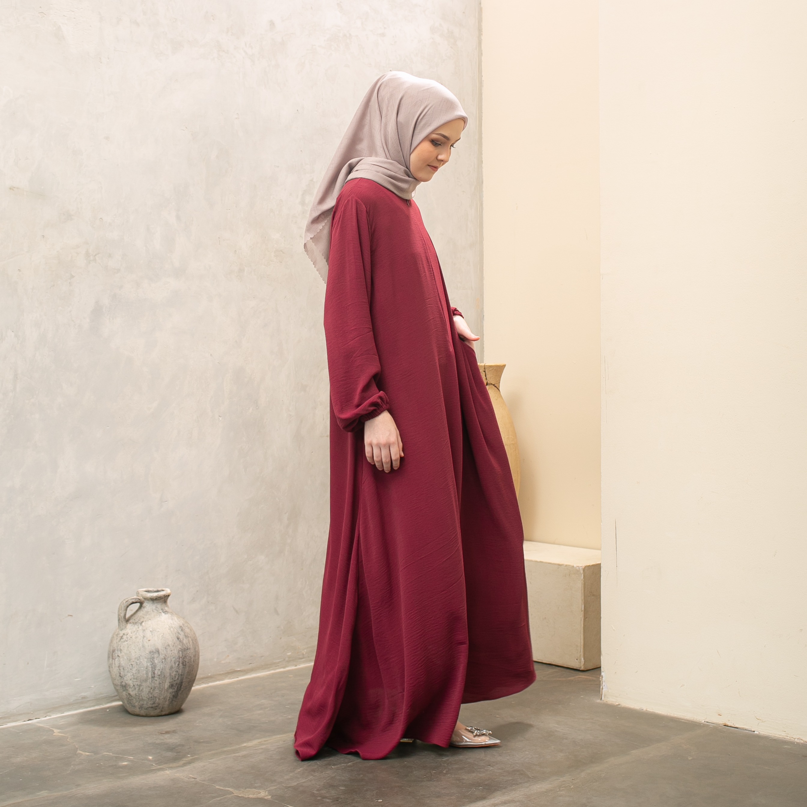 Luma Dawa Khalifah Basic Dress / Abaya Gamis Polos / Crinkle Airflow / Office / Casual / Semi Formal / Kantor
