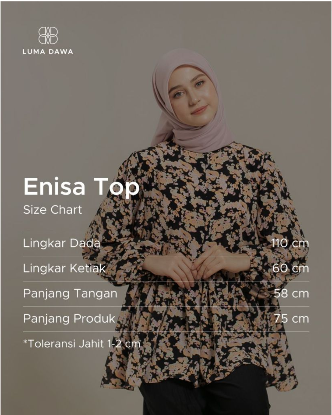 Luma Dawa Enisa Top Oversized / Motif / Semi Formal / Casual / Workwear / Office / Kantor
