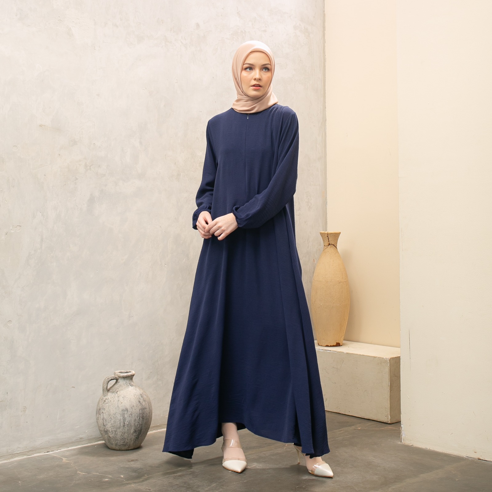Luma Dawa Khalifah Basic Dress / Abaya Gamis Polos / Crinkle Airflow / Office / Casual / Semi Formal / Kantor