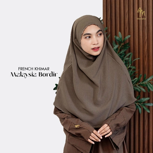 Image of Maslaha Niqab | French Khimar Malaysia | Daily FK Bordir Malay Crinkle Karet Instant