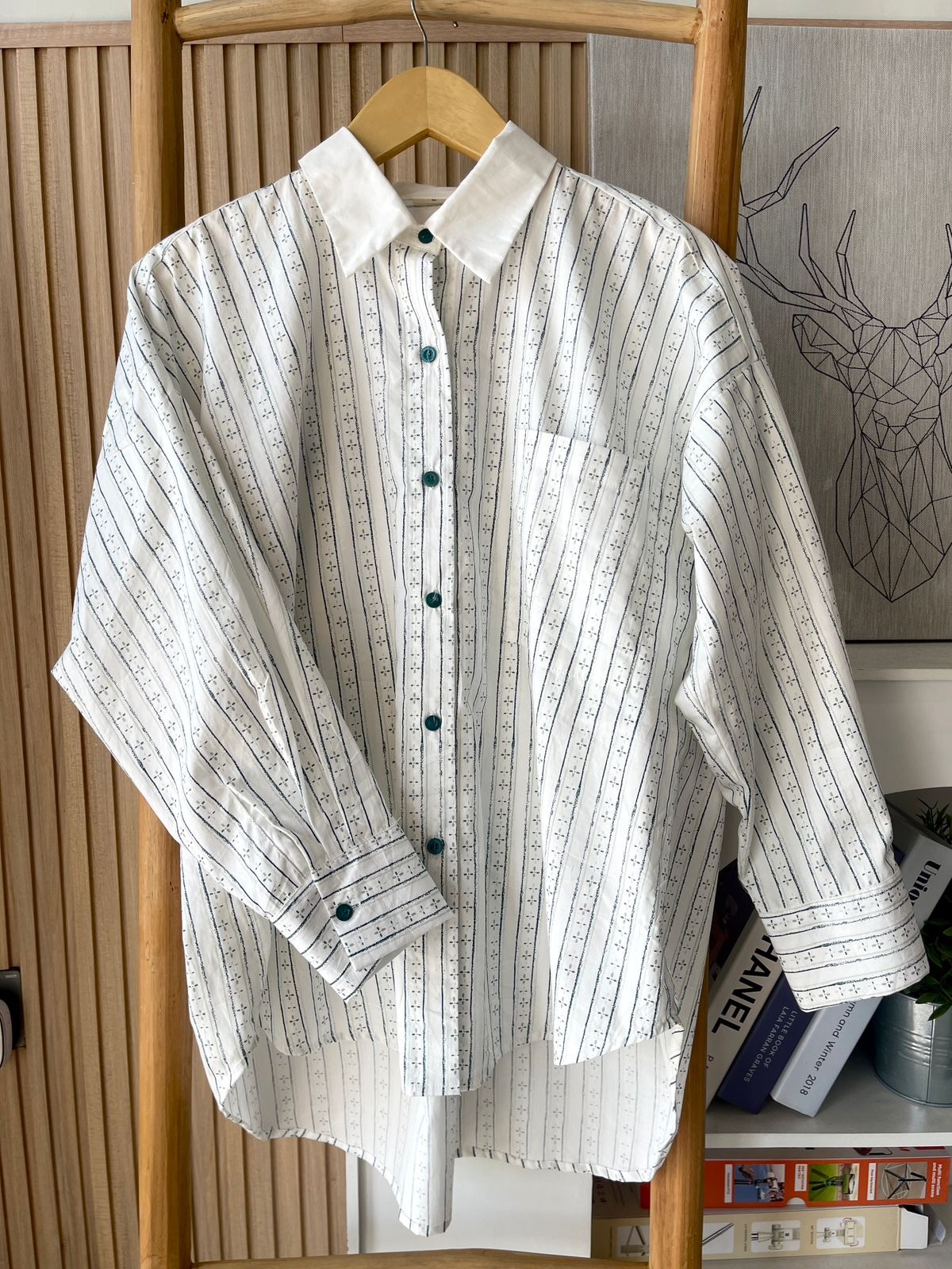 Fhanza Project - Nema Tops Kemeja Wanita Lengan Panjang Salur