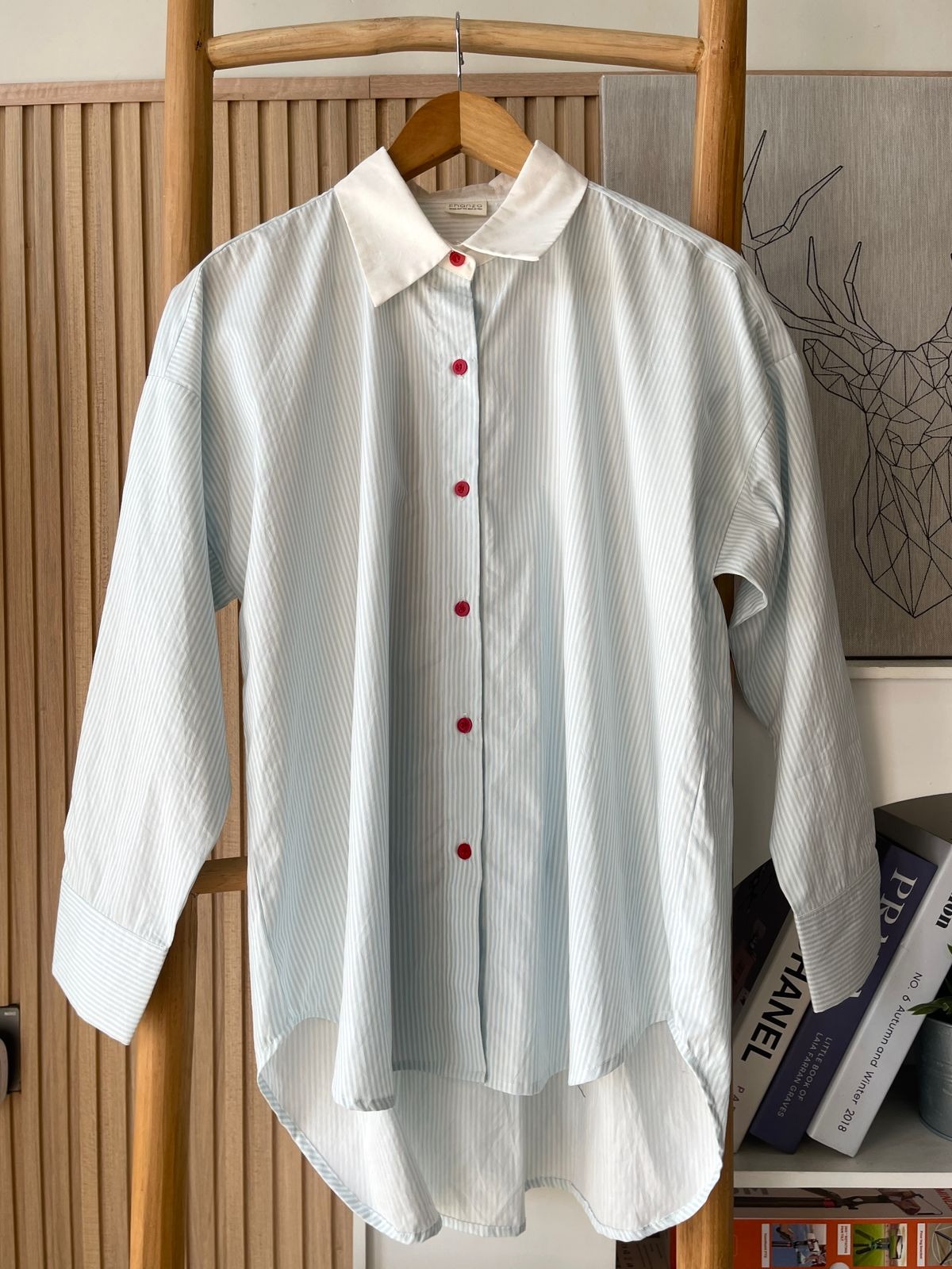 Fhanza Project - Nema Tops Kemeja Wanita Lengan Panjang Salur