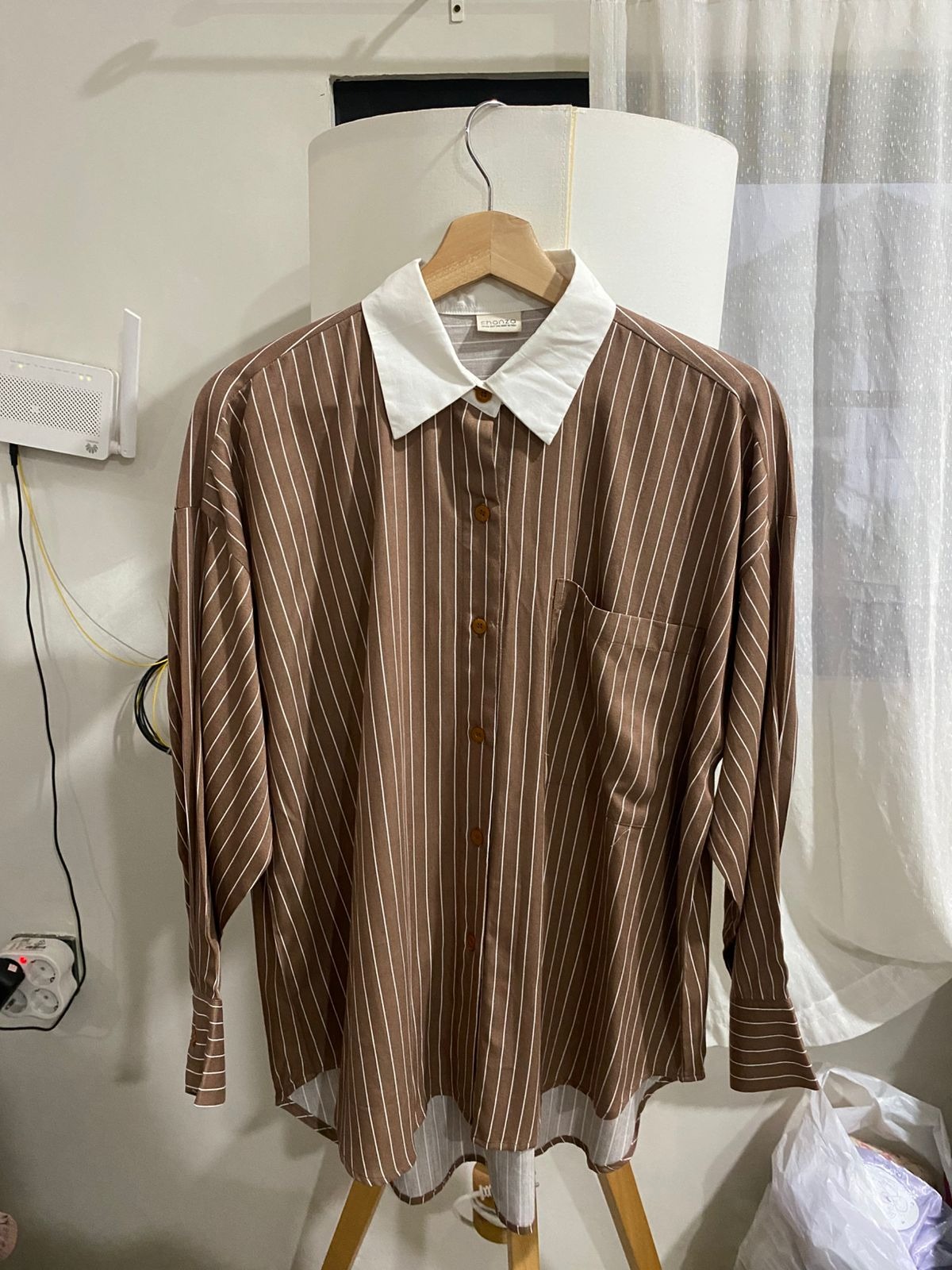 Fhanza Project - Nema Tops Kemeja Wanita Lengan Panjang Salur