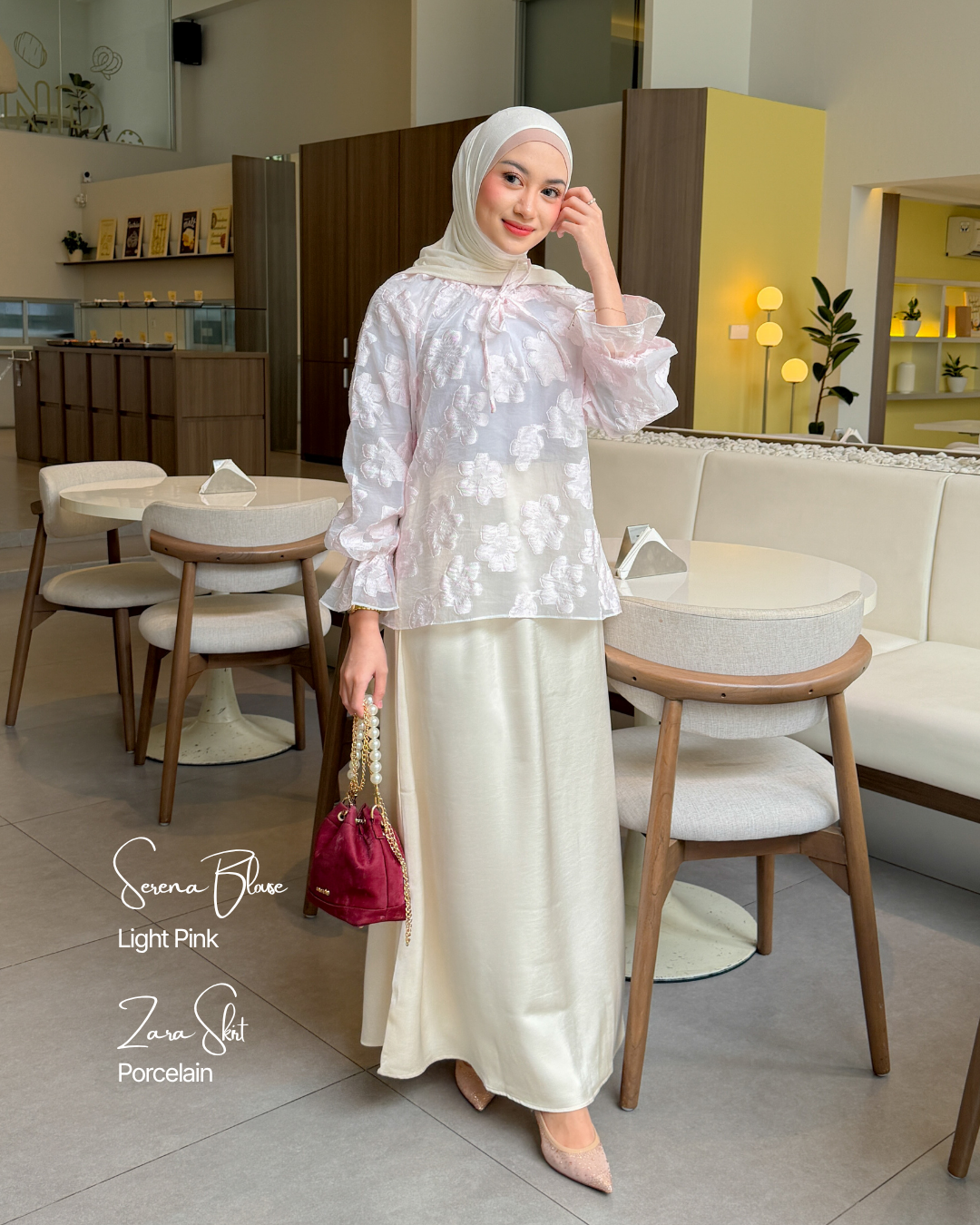 Irine | Serena Blouse | Blouse Wanita Nylon Polyester | Atasan Kerah Serut Mewah Bahan Premium | Outfit Kondangan Elegan