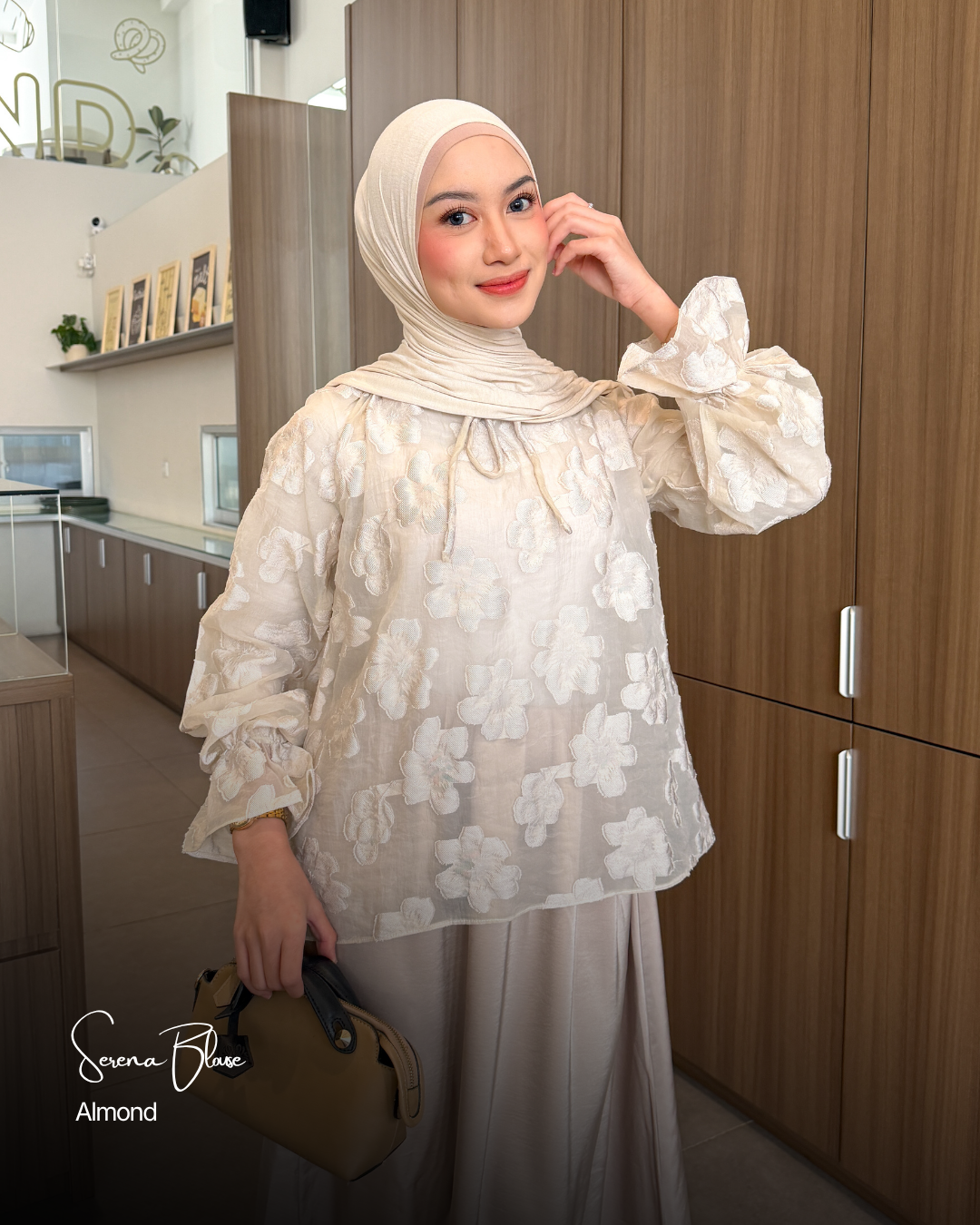 Irine | Serena Blouse | Blouse Wanita Nylon Polyester | Atasan Kerah Serut Mewah Bahan Premium | Outfit Kondangan Elegan