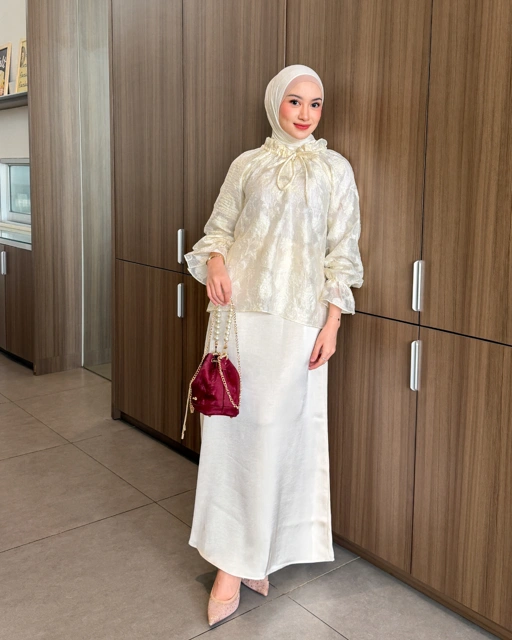 Irine | Serena Blouse | Blouse Wanita Nylon Polyester | Atasan Kerah Serut Mewah Bahan Premium | Outfit Kondangan Elegan