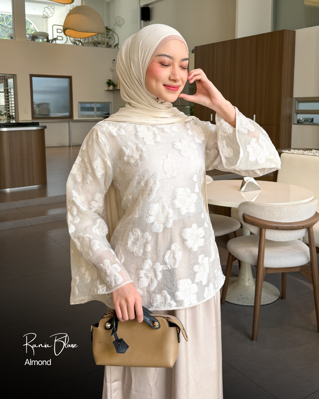 Irine | Rania Blouse | Blouse Wanita Nylon Polyester | Atasan Simple Mewah Bahan Premium | Outfit Kondangan Elegan