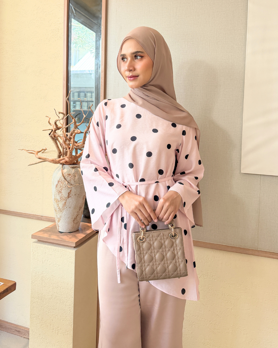 Irine | Jena Top | Blouse Wanita Tencel Nylon Motif Polkadot Bahan Ringan Sejuk | Blouse Polka Series Atasan Wanita Elegan Sehari-hari