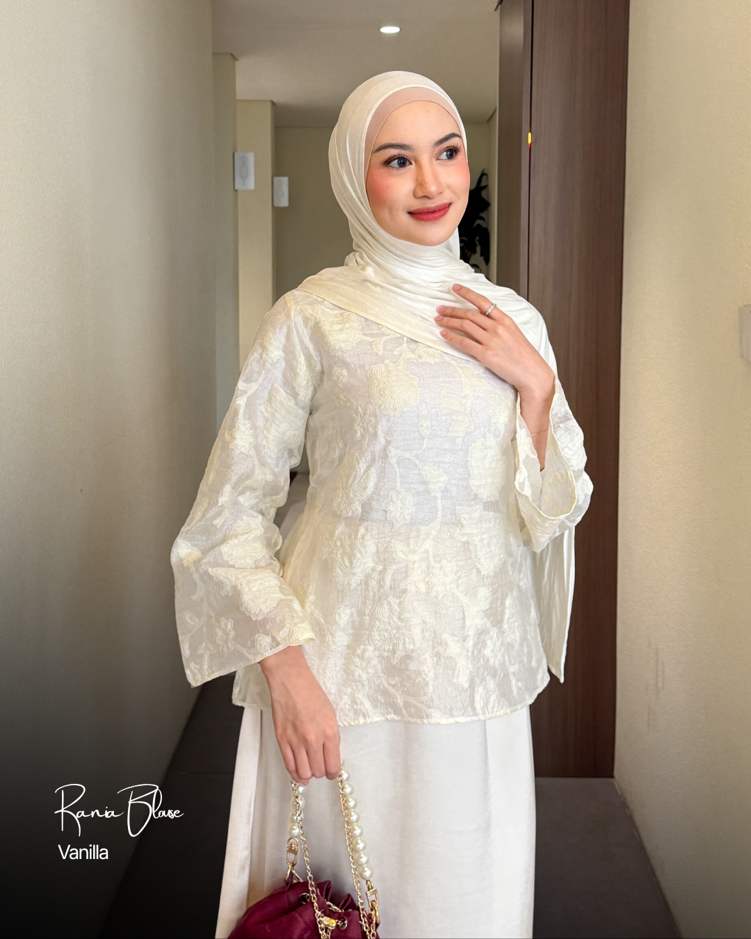 Irine | Rania Blouse | Blouse Wanita Nylon Polyester | Atasan Simple Mewah Bahan Premium | Outfit Kondangan Elegan
