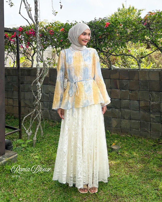 Irine | Rania Blouse | Blouse Wanita Nylon Polyester | Atasan Simple Mewah Bahan Premium | Outfit Kondangan Elegan