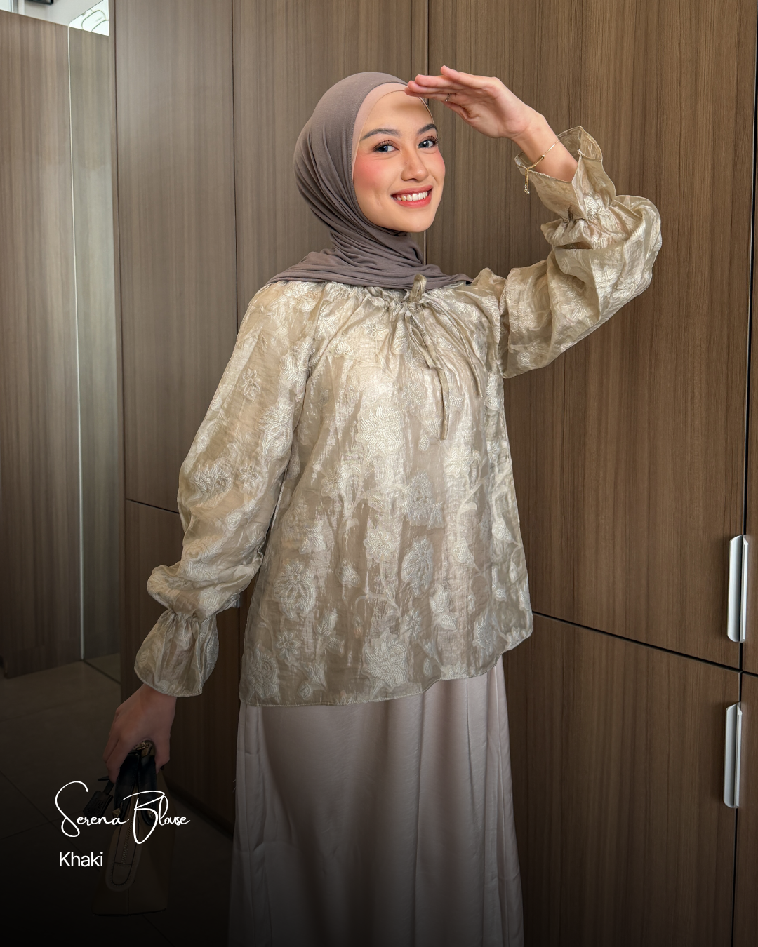 Irine | Serena Blouse | Blouse Wanita Nylon Polyester | Atasan Kerah Serut Mewah Bahan Premium | Outfit Kondangan Elegan