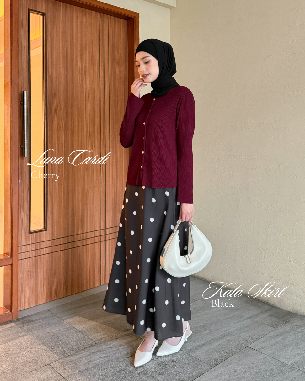 Irine | Kala Skirt | Rok Polka Series | Rok Wanita Motif Polkadot Bahan Premium Jatuh Halus Tidak Transparan | Rok Panjang Elegan Sehari-hari