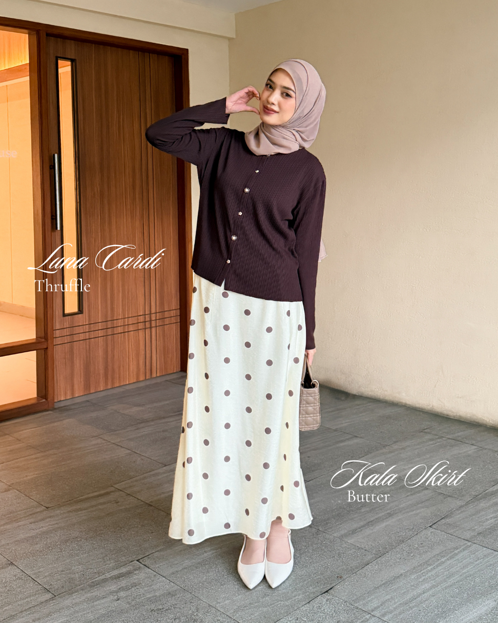 Irine | Kala Skirt | Rok Polka Series | Rok Wanita Motif Polkadot Bahan Premium Jatuh Halus Tidak Transparan | Rok Panjang Elegan Sehari-hari