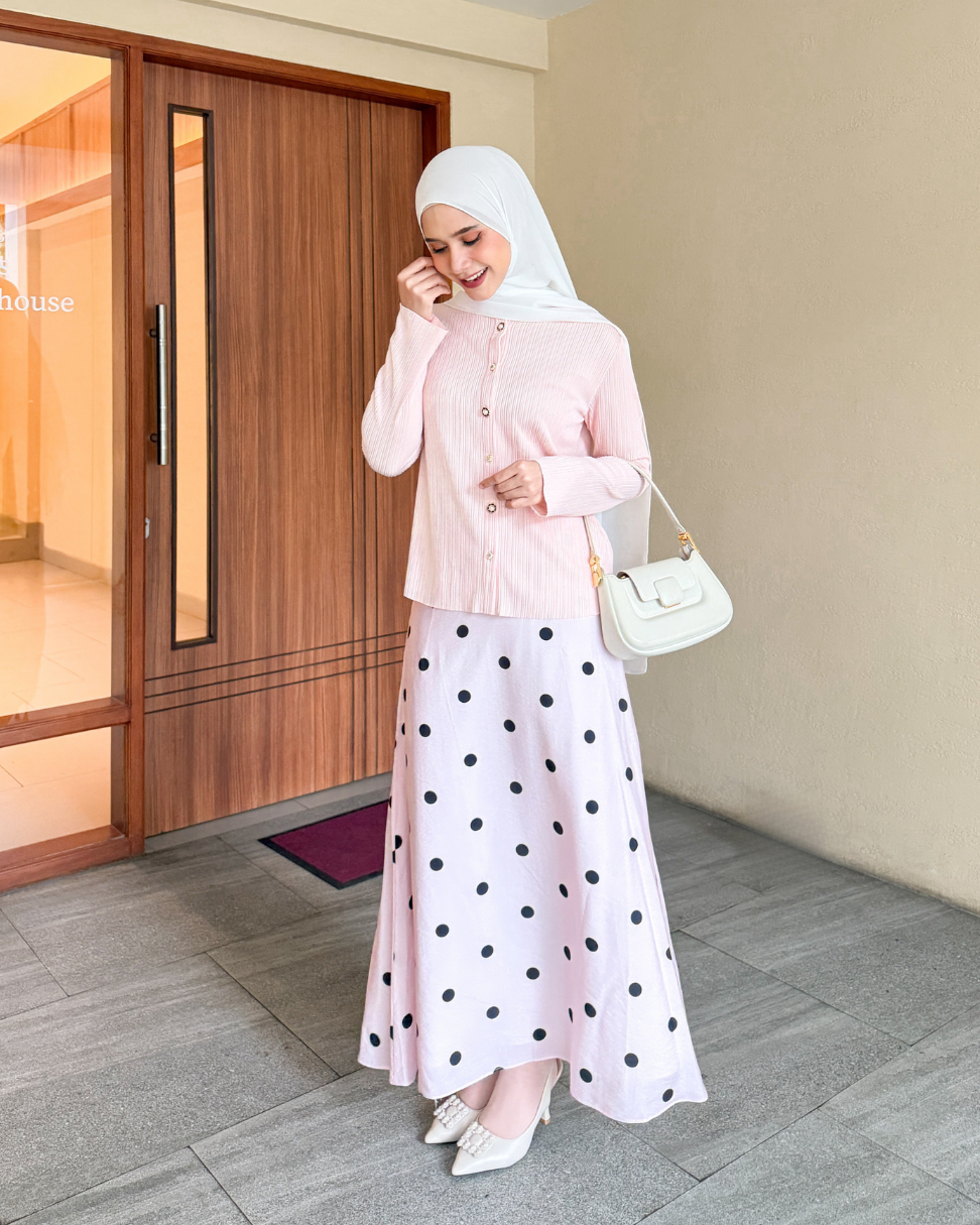 Irine | Kala Skirt | Rok Polka Series | Rok Wanita Motif Polkadot Bahan Premium Jatuh Halus Tidak Transparan | Rok Panjang Elegan Sehari-hari