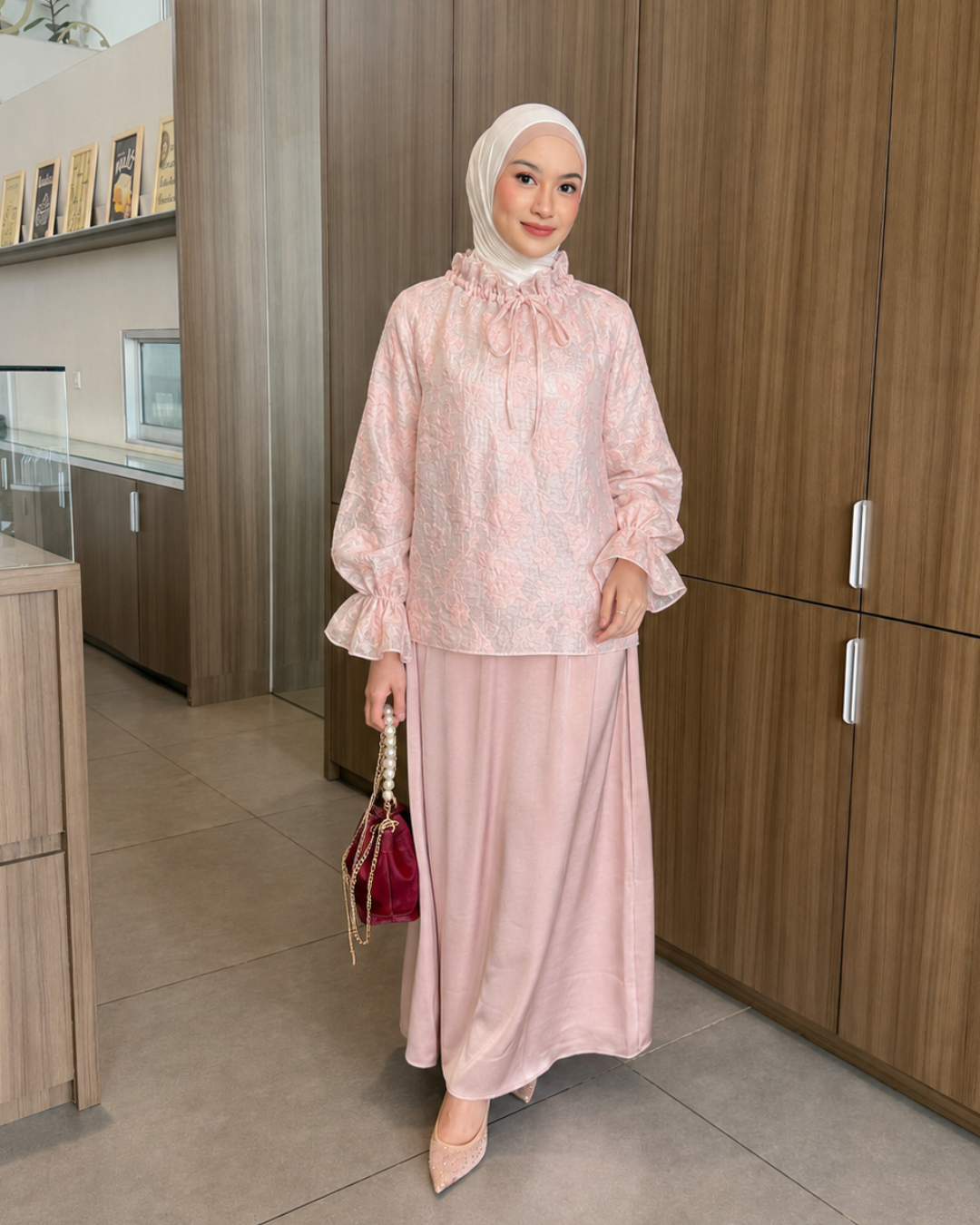 Irine | Serena Blouse | Blouse Wanita Nylon Polyester | Atasan Kerah Serut Mewah Bahan Premium | Outfit Kondangan Elegan