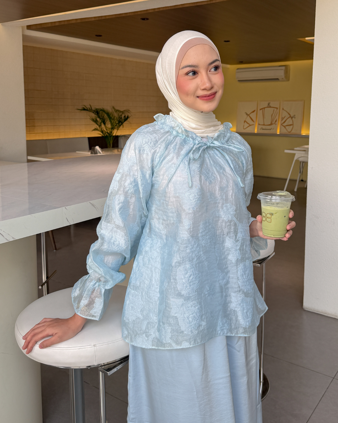 Irine | Serena Blouse | Blouse Wanita Nylon Polyester | Atasan Kerah Serut Mewah Bahan Premium | Outfit Kondangan Elegan