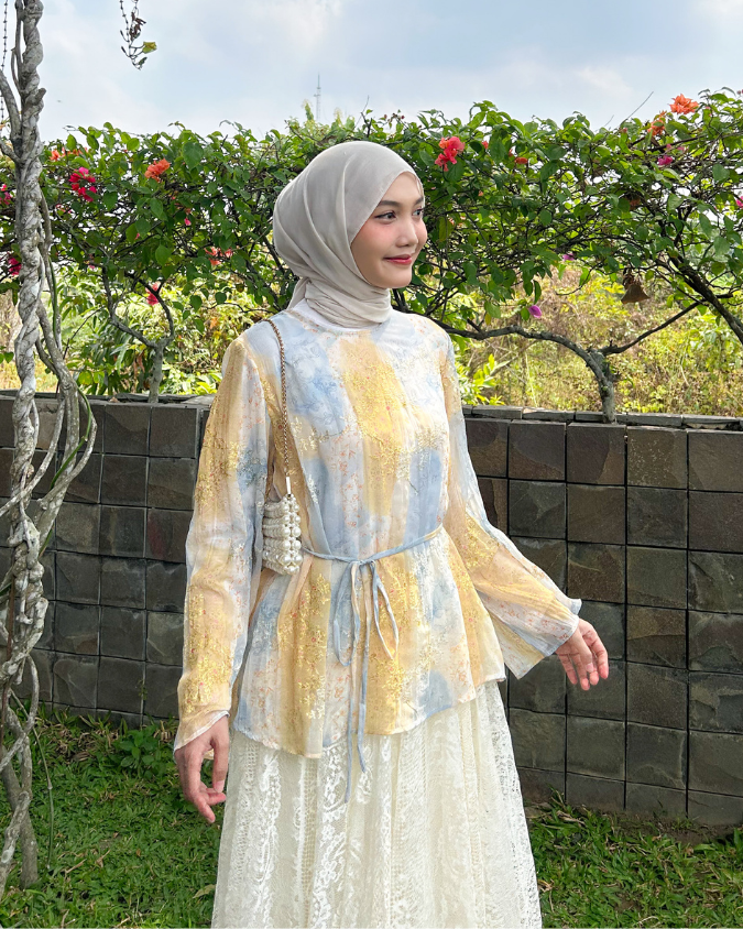 Irine | Rania Blouse | Blouse Wanita Nylon Polyester | Atasan Simple Mewah Bahan Premium | Outfit Kondangan Elegan