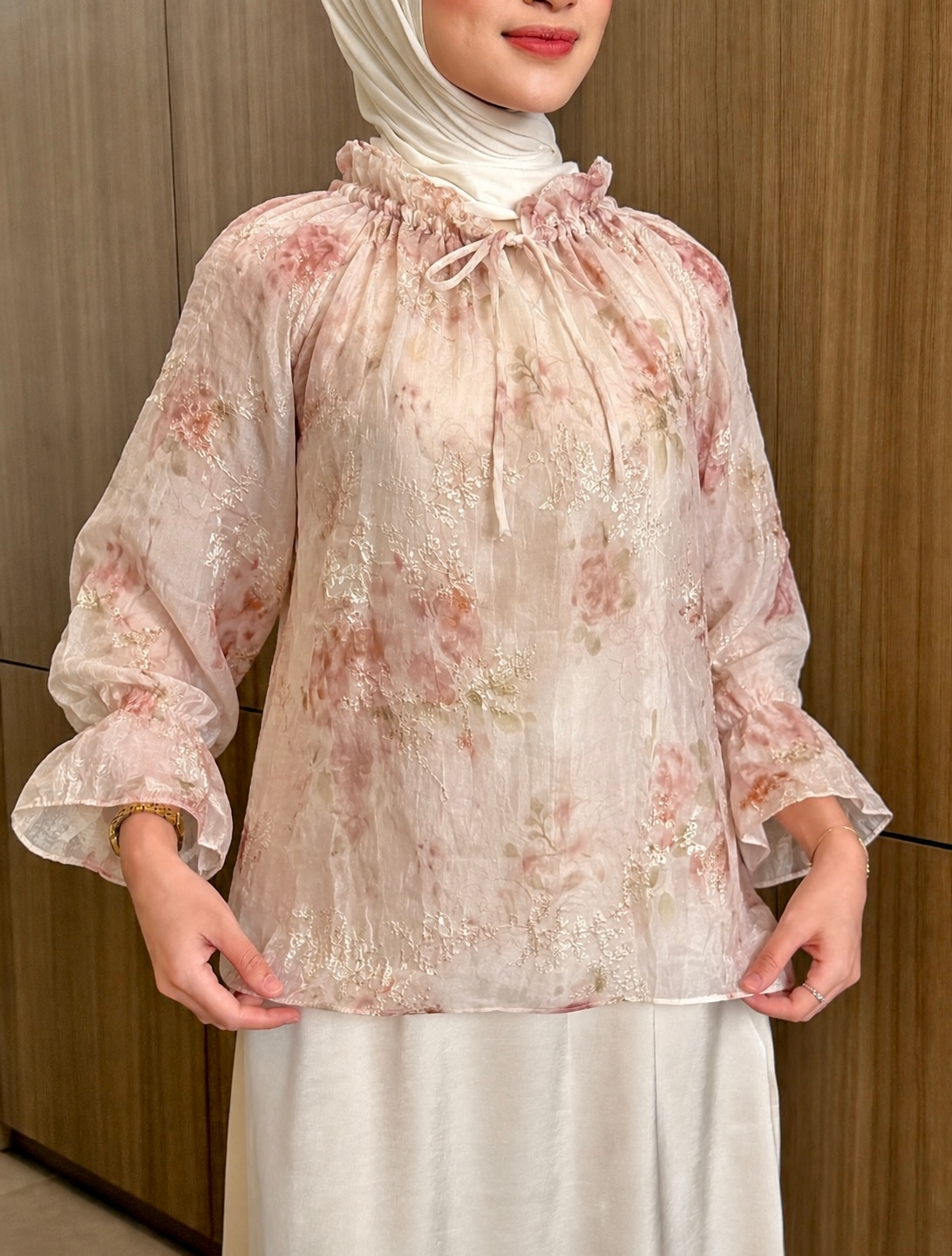 Irine | Serena Blouse | Blouse Wanita Nylon Polyester | Atasan Kerah Serut Mewah Bahan Premium | Outfit Kondangan Elegan