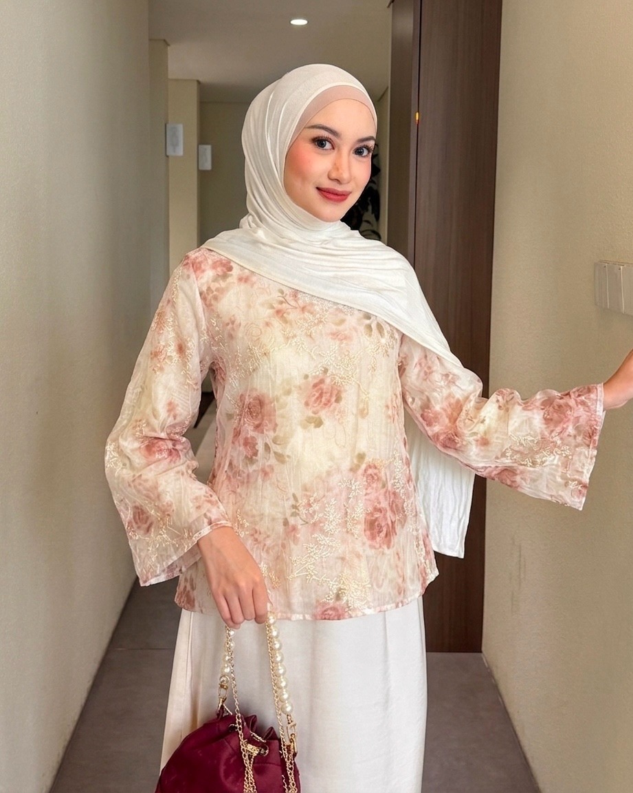 Irine | Rania Blouse | Blouse Wanita Nylon Polyester | Atasan Simple Mewah Bahan Premium | Outfit Kondangan Elegan