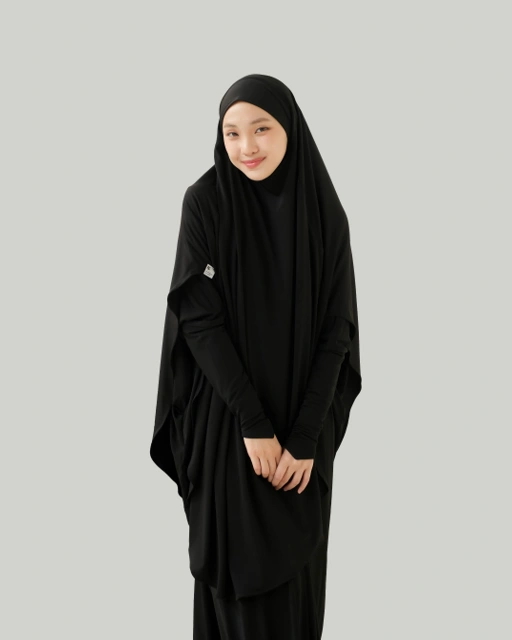 Image of French Khimar Rawda - Black