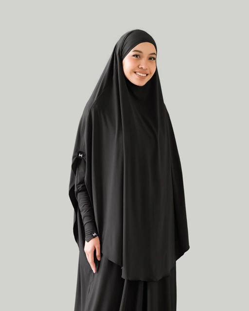 Image of French Khimar Rawda - Black