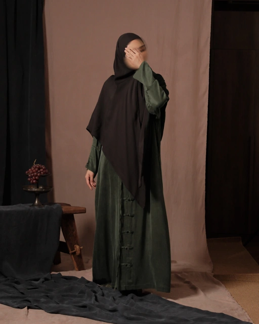 Image of Eshaal Abaya (Plain) - Green