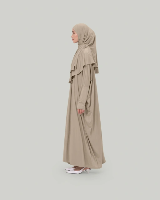 Image of Plain Loose Abaya - Taupe