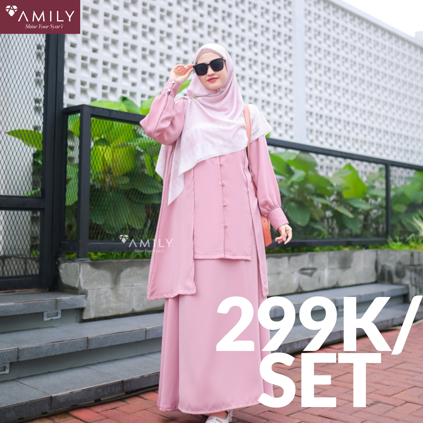 AMILY - Hanya 299K Oxana Set Tunik dan Rok Size Standar