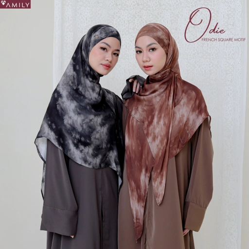 AMILY - Odie French Square Bandana Viscose Modal Printed HIjab Segiempat Instan Premium