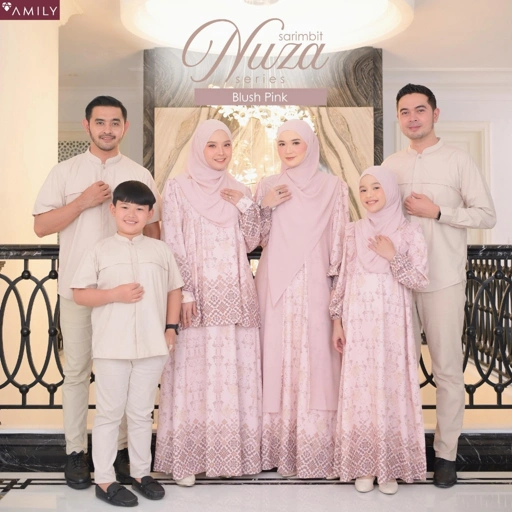 Image of AMILY - Nuza Blush Pink Sarimbit Lebaran 2026 | Family Series | Baju Couple Keluarga