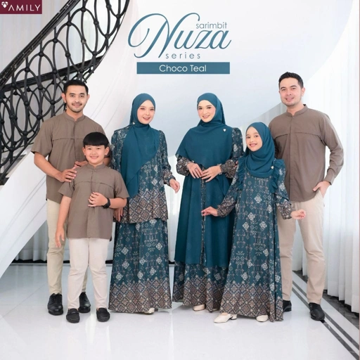 Image of AMILY - Nuza Choco Teal Sarimbit Lebaran 2026 | Family Series | Baju Couple Keluarga