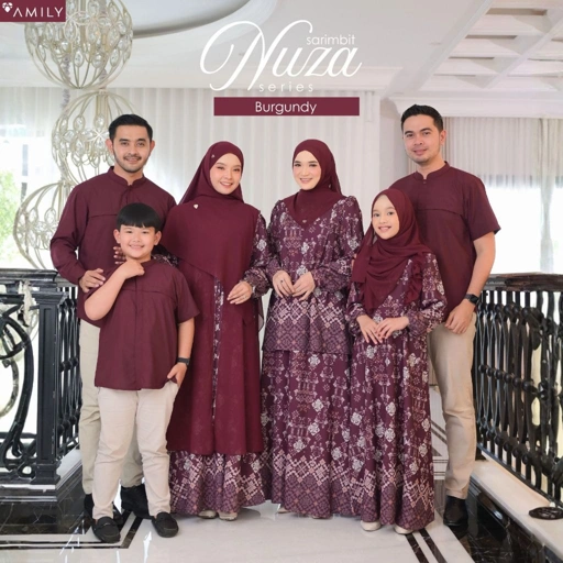 Image of AMILY - Nuza Burgundy Sarimbit Lebaran 2026 | Family Series | Baju Couple Keluarga