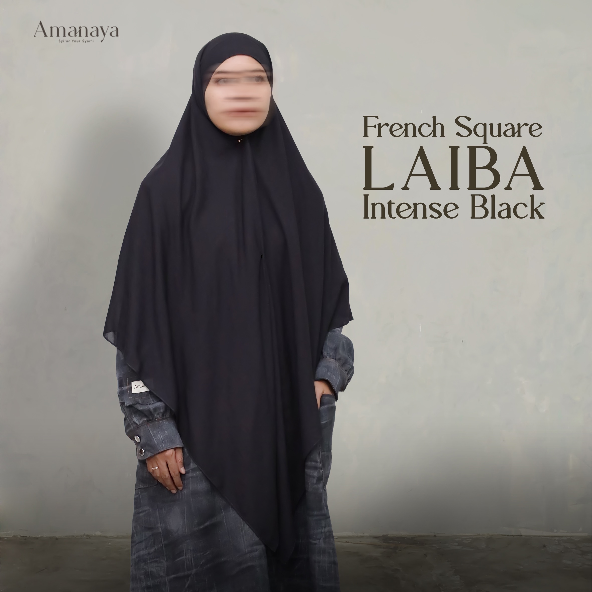 French Square Laiba Intense Black Material Airtech Voile By Air Technology