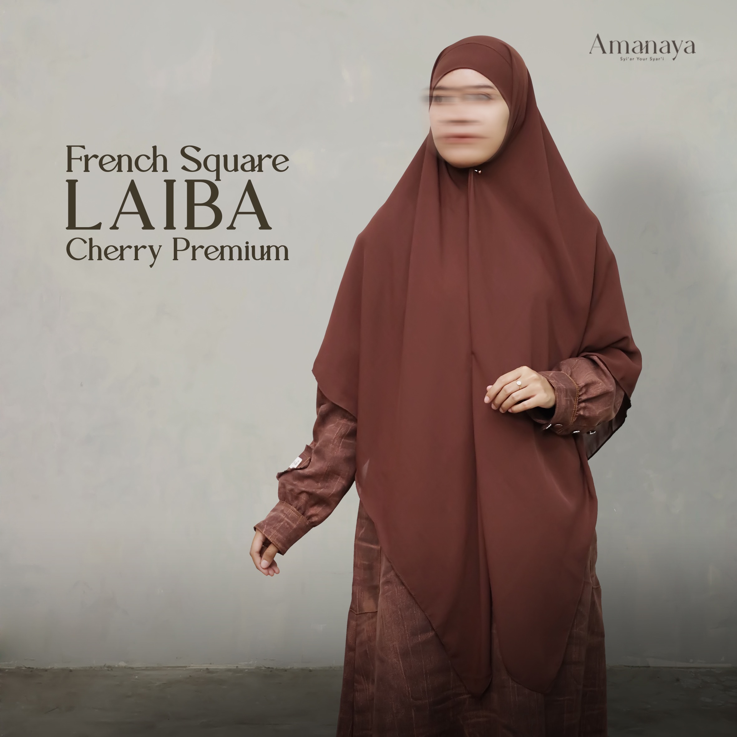 French Square Bandana Laiba Material Cherry Premium