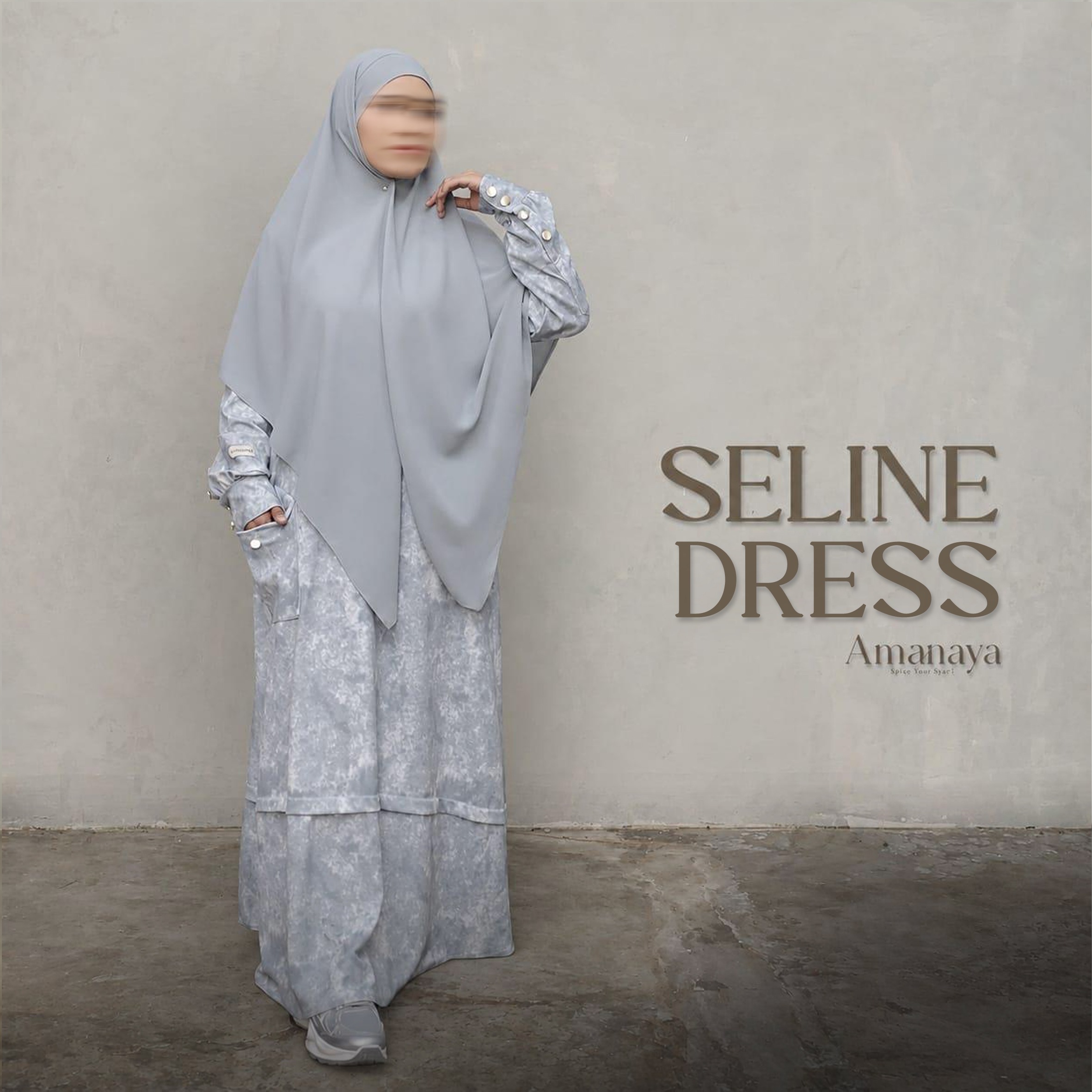 Seline Dress Material Latte Denim Knit
